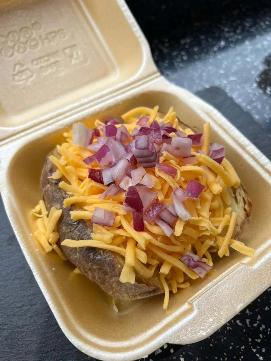 Cheese red onion baked potato